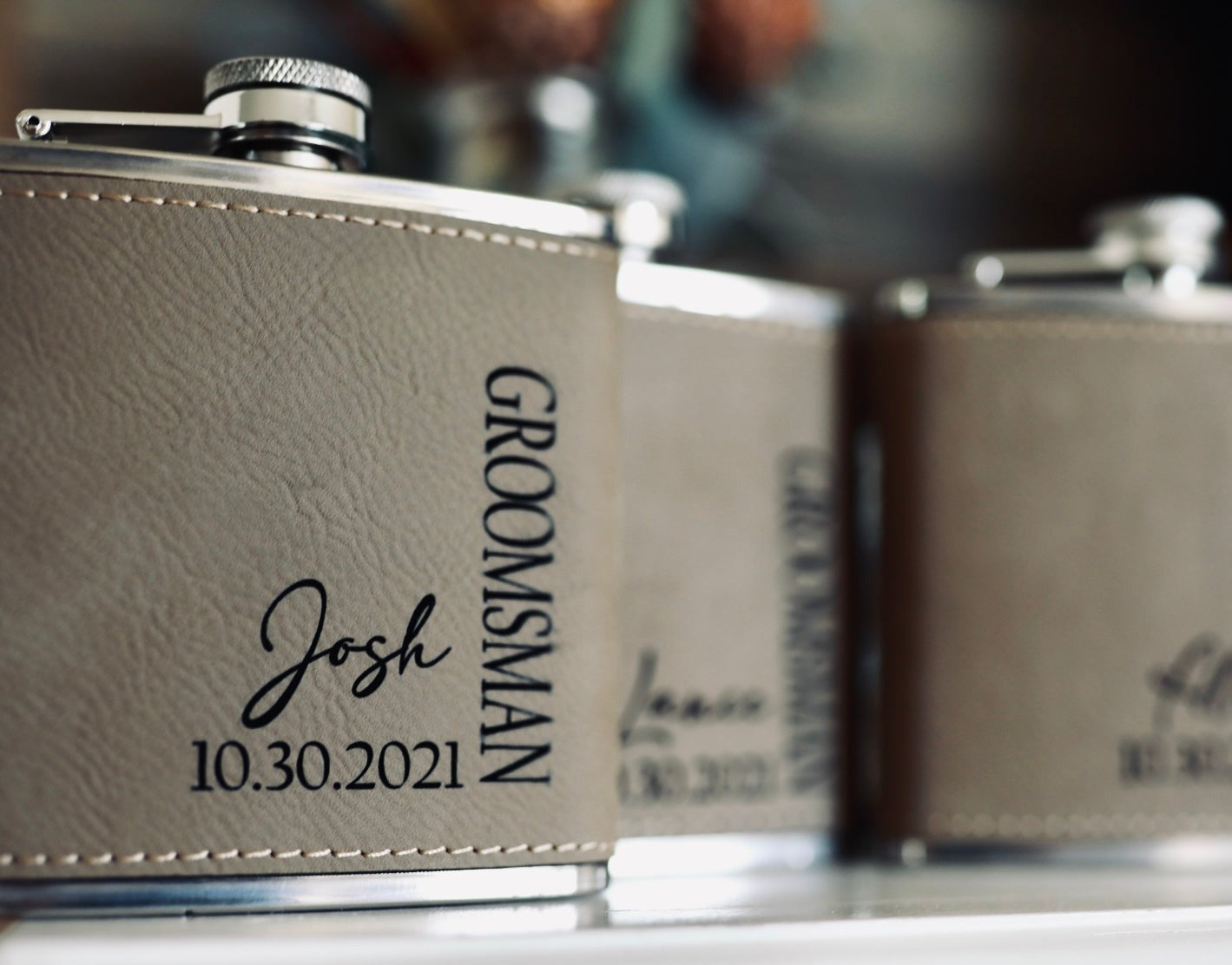 Personalized Leather Flask