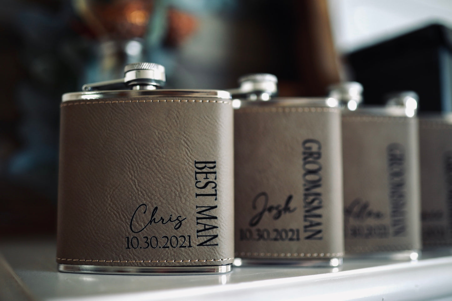 Personalized Leather Flask