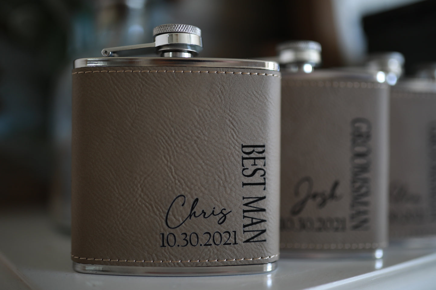 Personalized Leather Flask