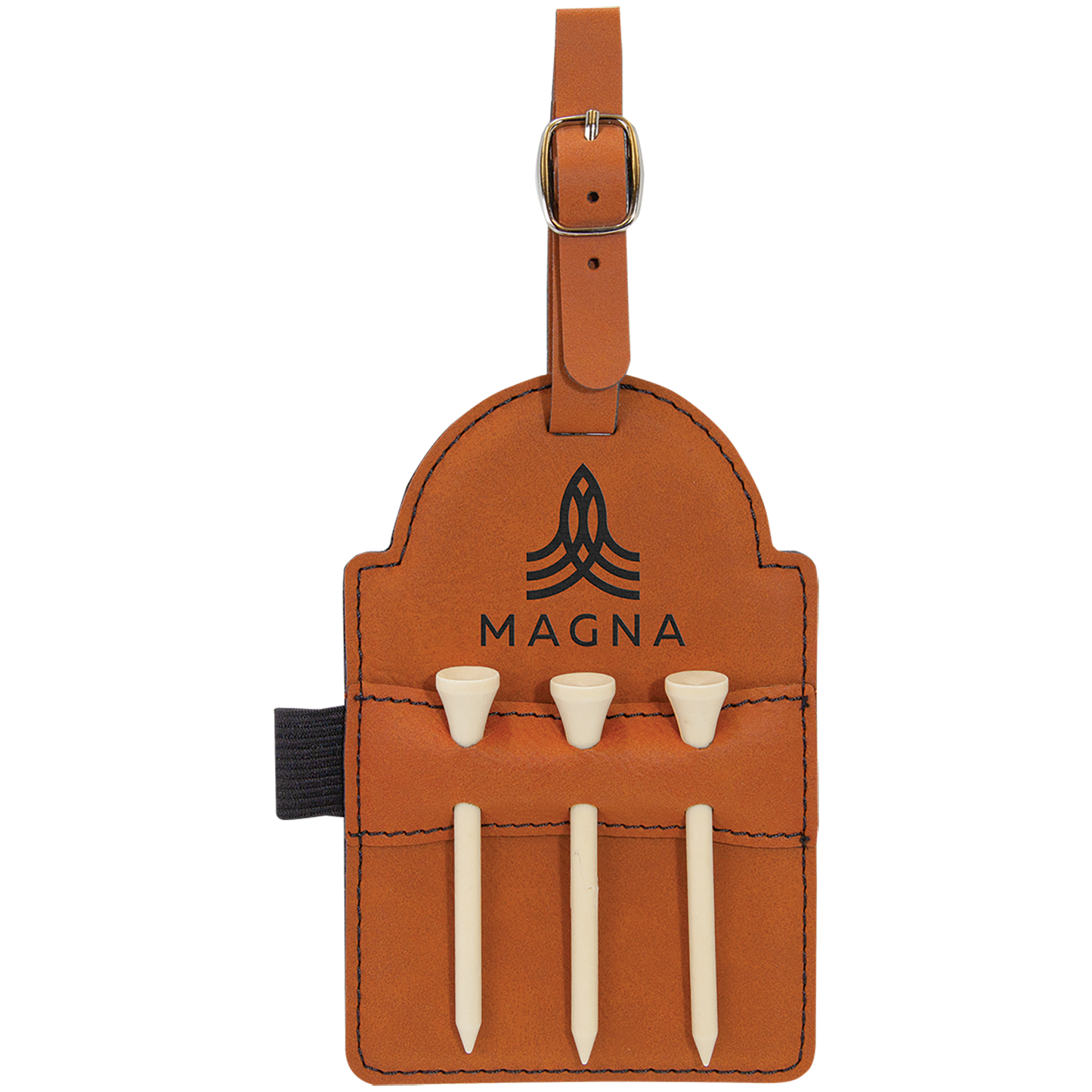 Golf Bag Tag with 3 Wooden Tees