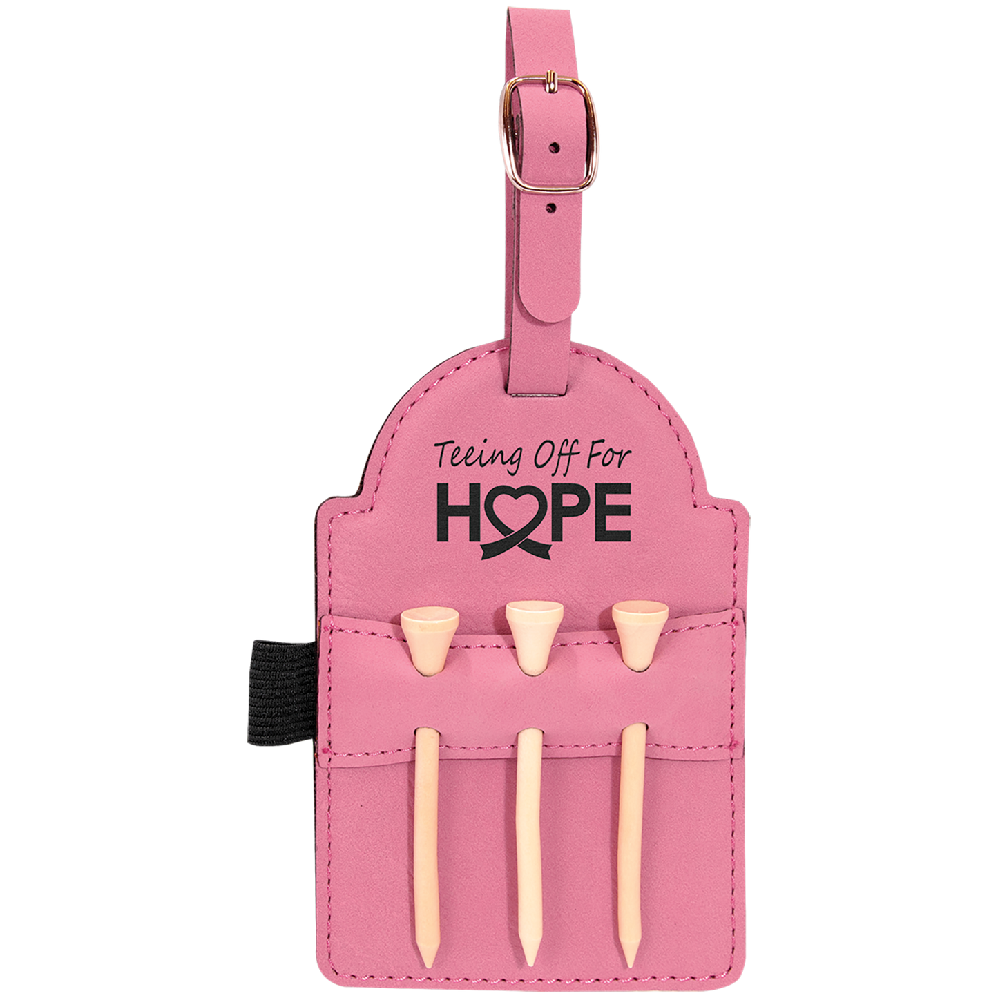 Golf Bag Tag with 3 Wooden Tees