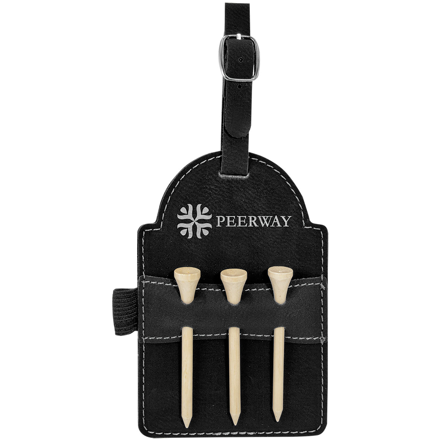Golf Bag Tag with 3 Wooden Tees