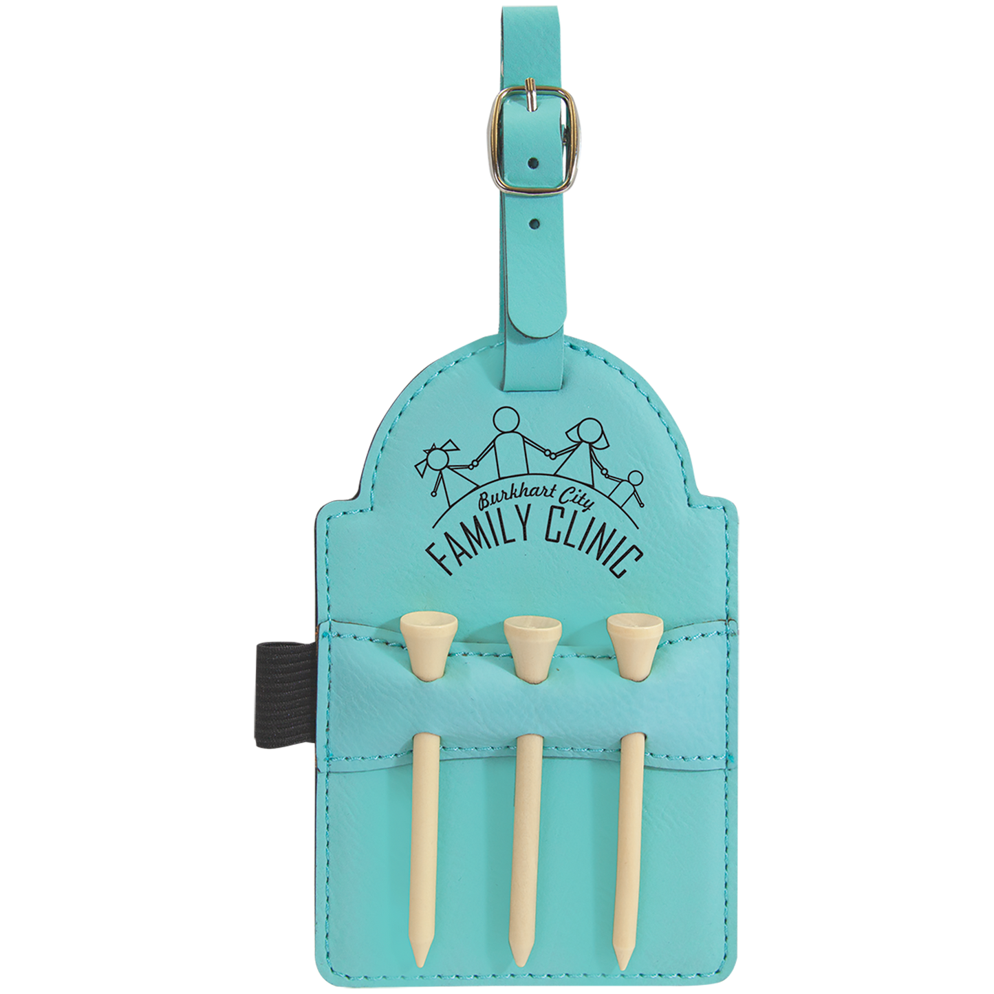 Golf Bag Tag with 3 Wooden Tees