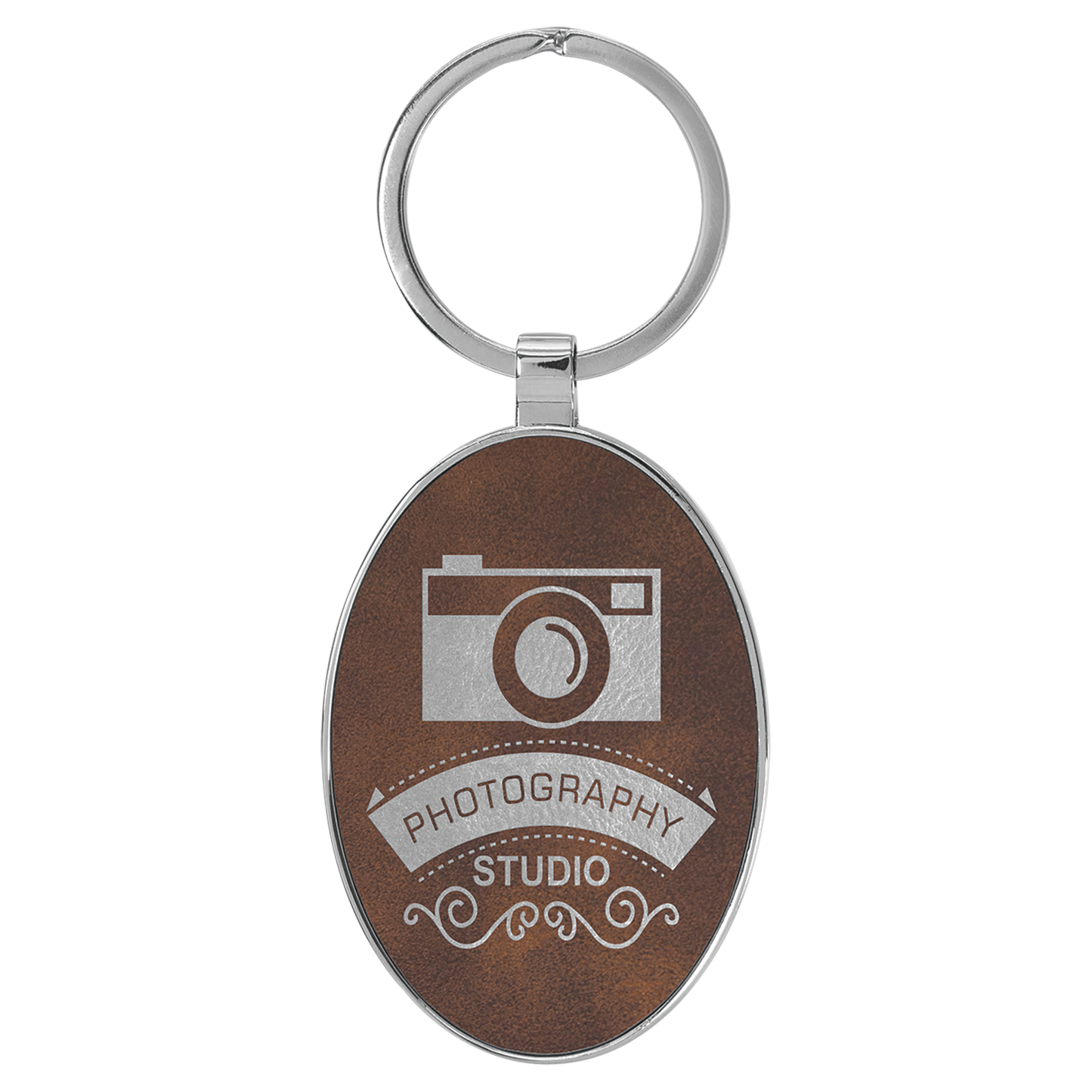 Personalized Oval Keychain with Metal Edge