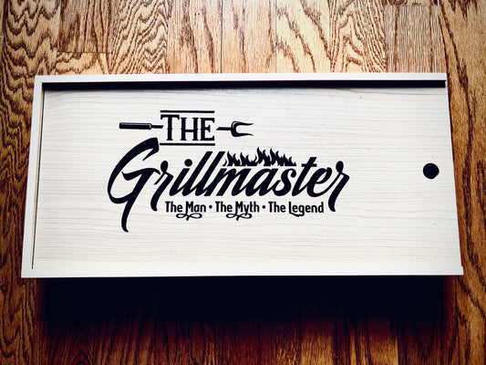 Personalized 3-Piece BBQ Set in Wooden Pine Box