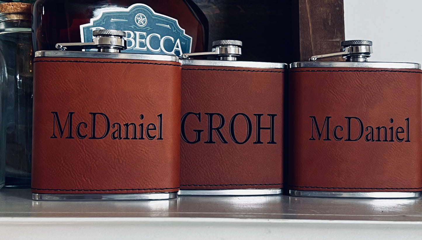Personalized Leather Flask