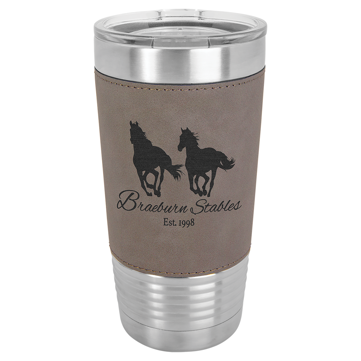 20 oz. Leather Wrapped Tumbler with Clear Lid