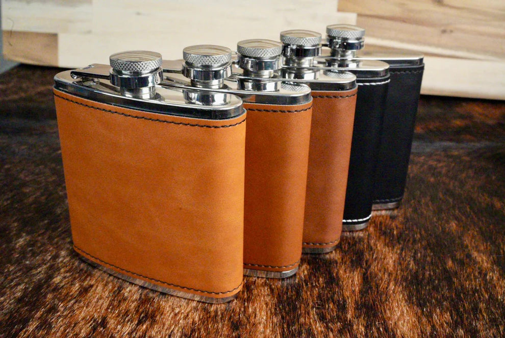 6 oz. Leatherette Wrapped Flask