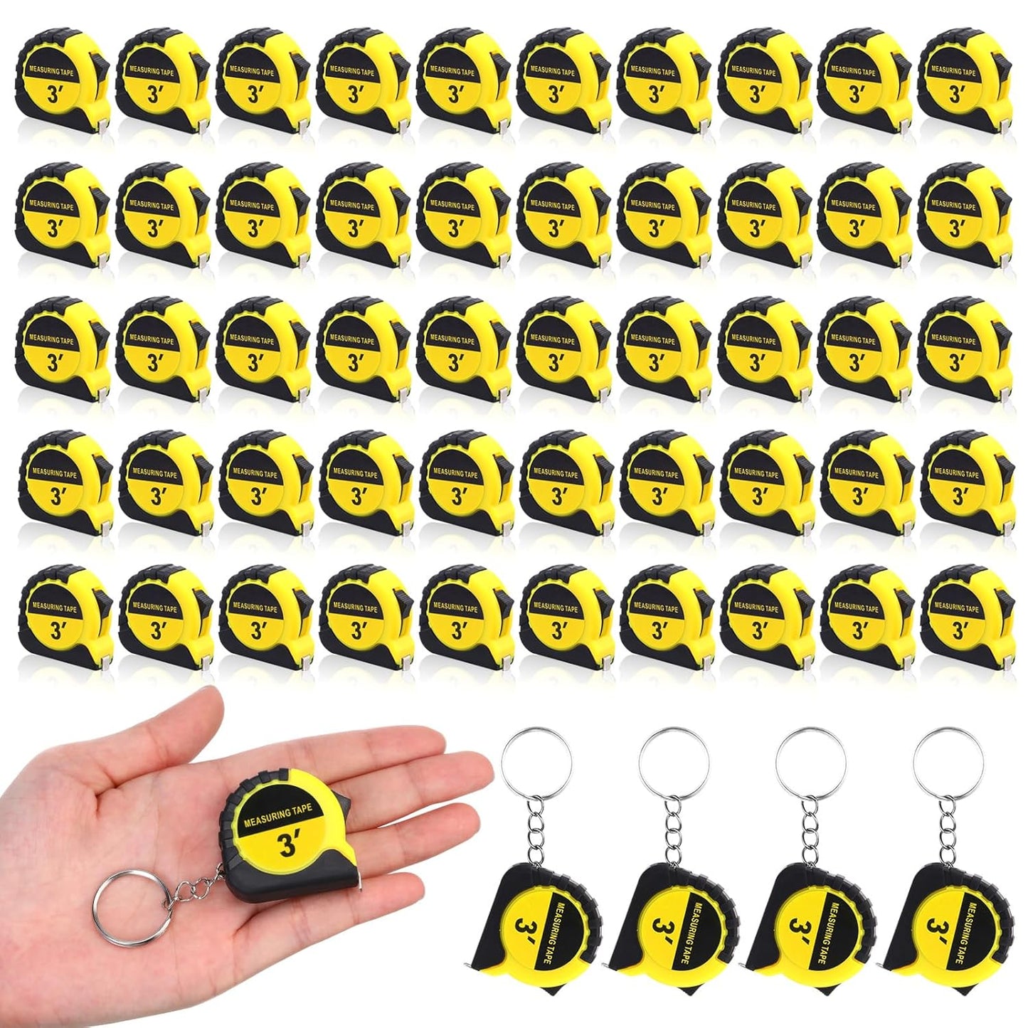 24 Piece Mini Tape Measure Keychains 3 ft