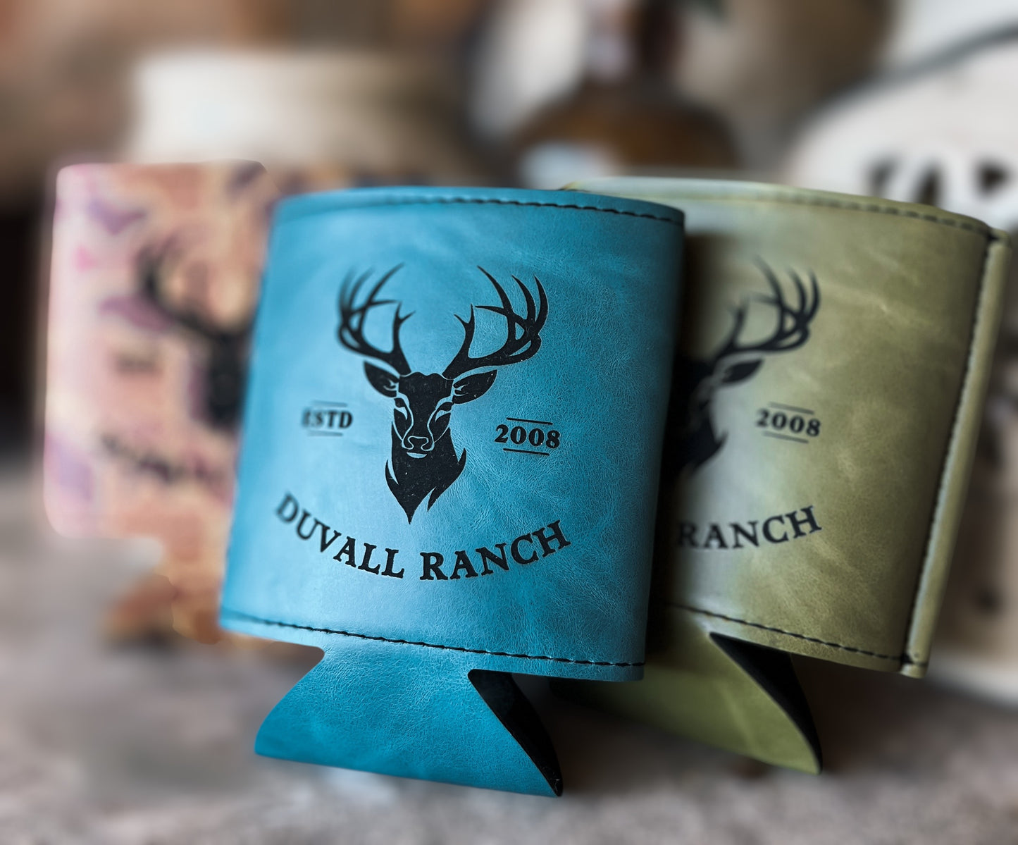 Heritage Collection Leather Koozie, Set of 5