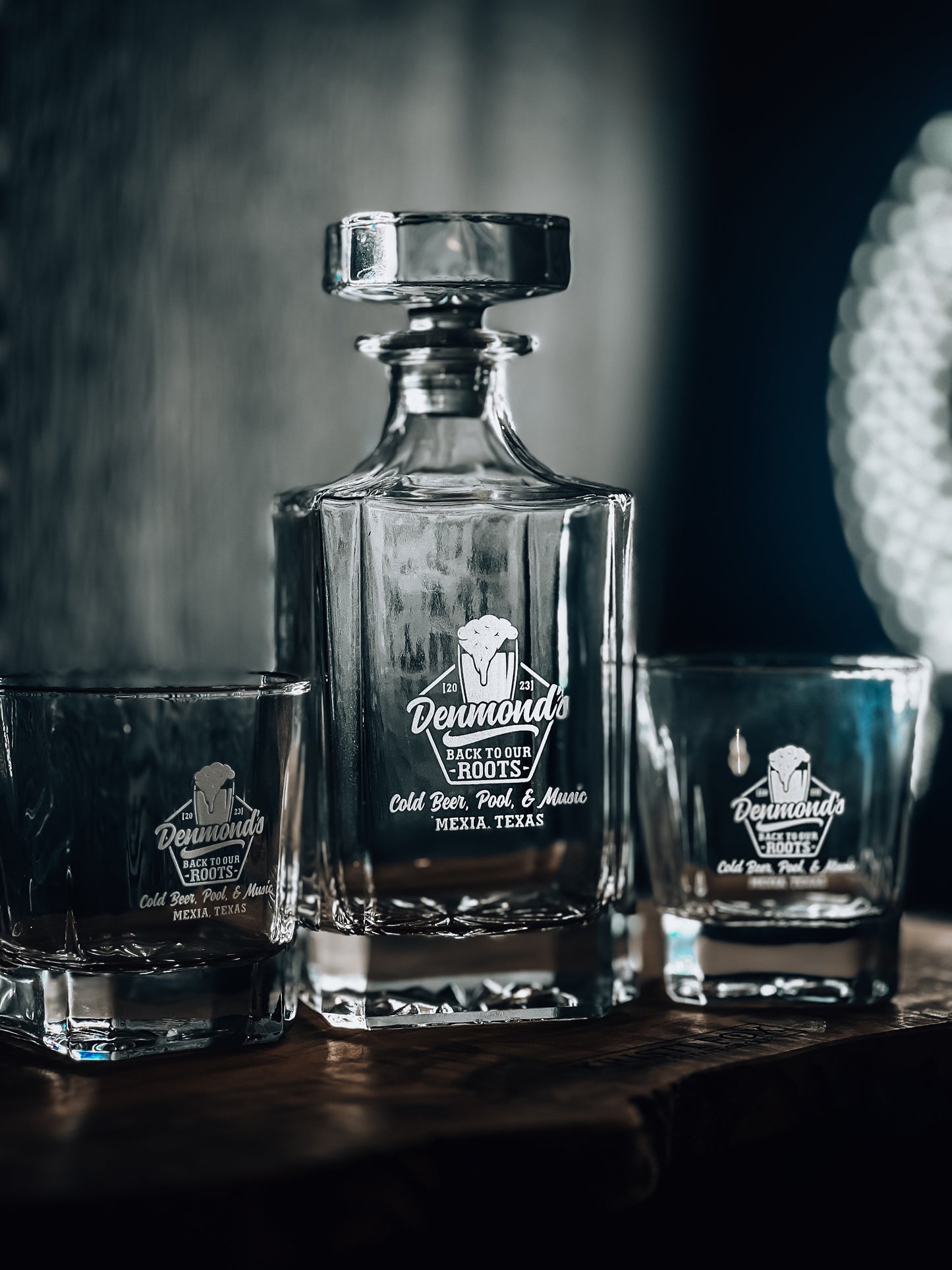 Personalized Whiskey Decanter with Rocks Glasses