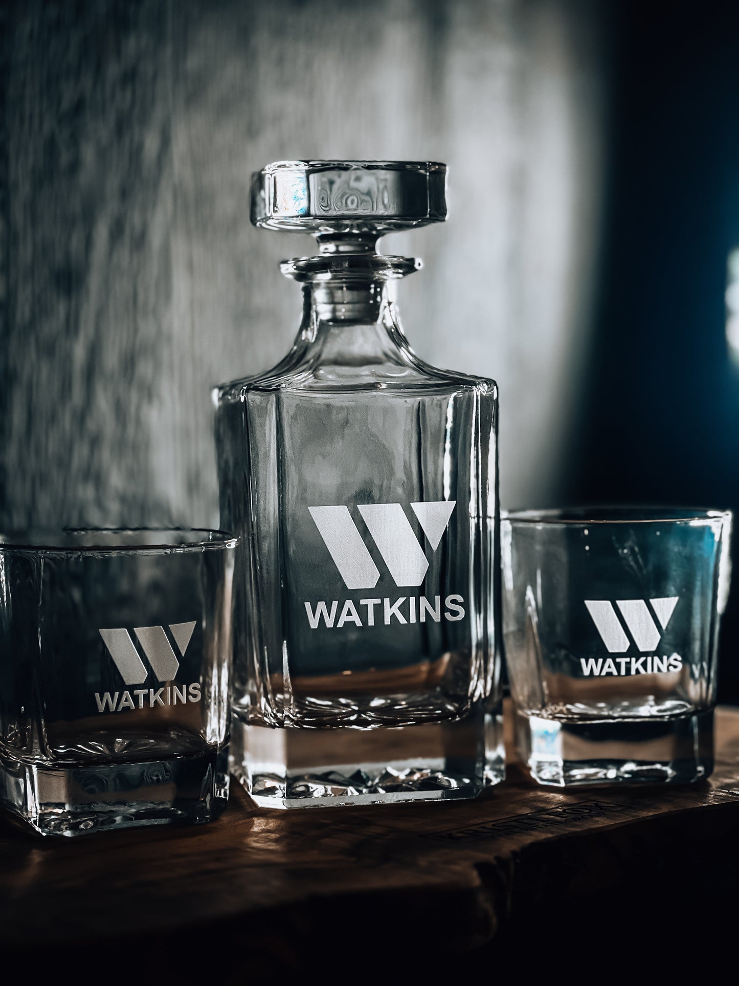 Personalized Whiskey Decanter with Rocks Glasses