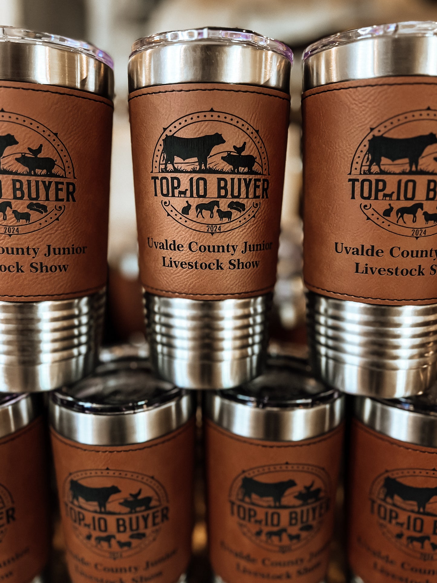 20 oz. Leather Wrapped Tumbler with Clear Lid