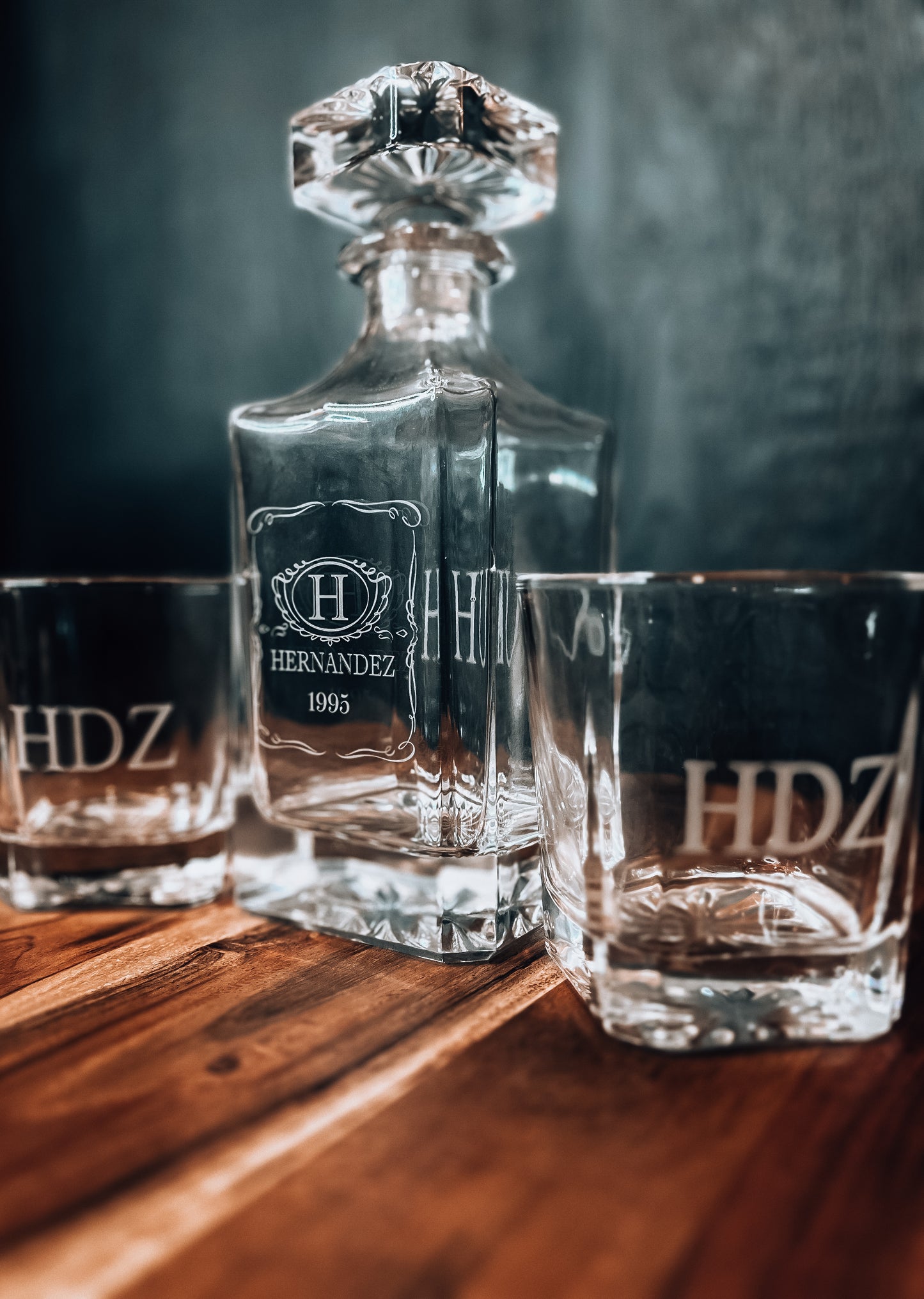 Personalized Whiskey Decanter with Rocks Glasses