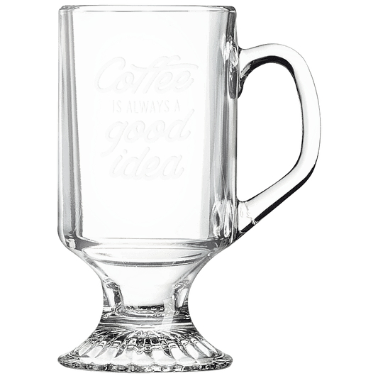 Personalized 10 oz. Clear Footed Glass Coffee Mug