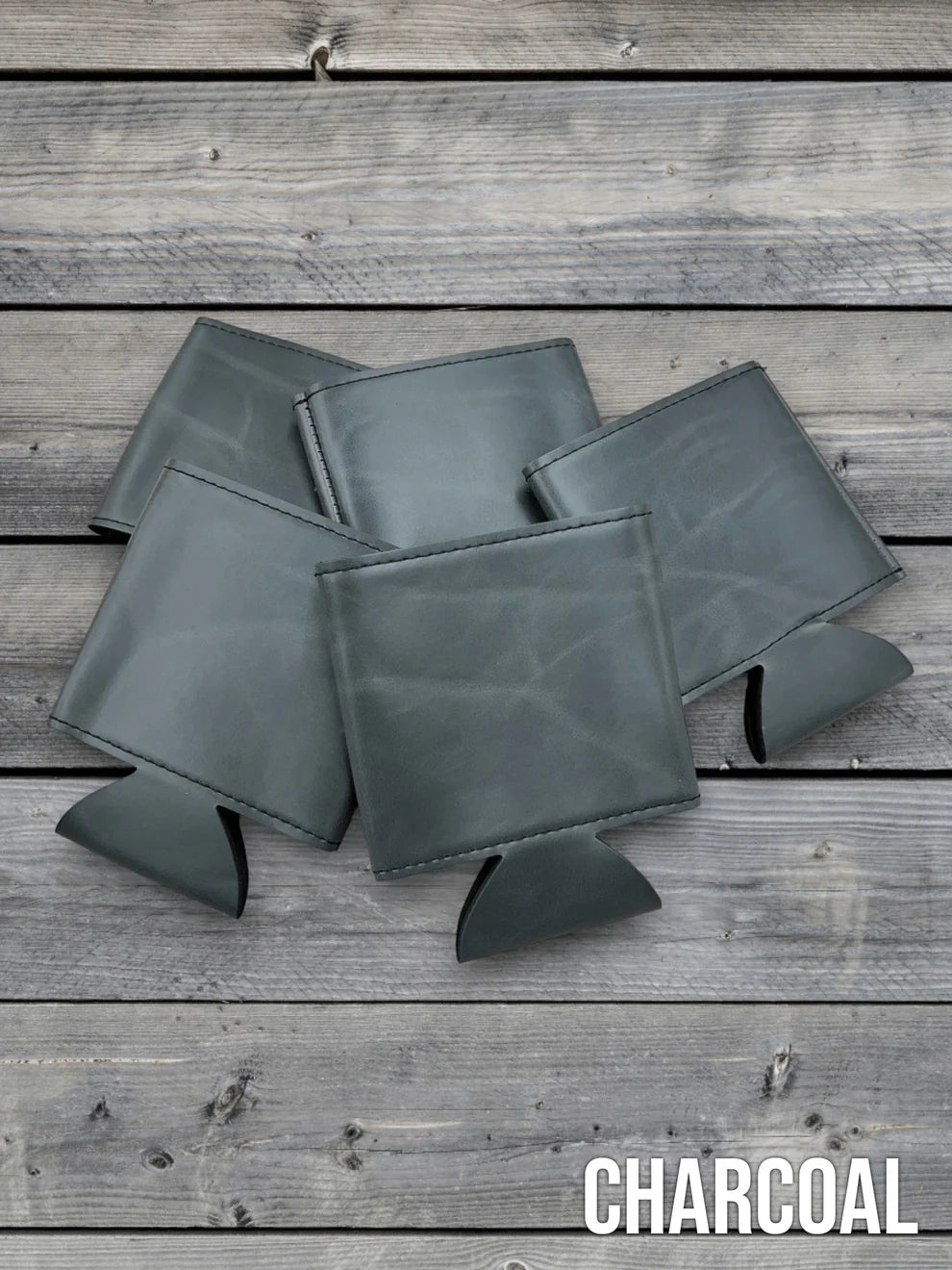 Heritage Collection Leather Koozie, Set of 5