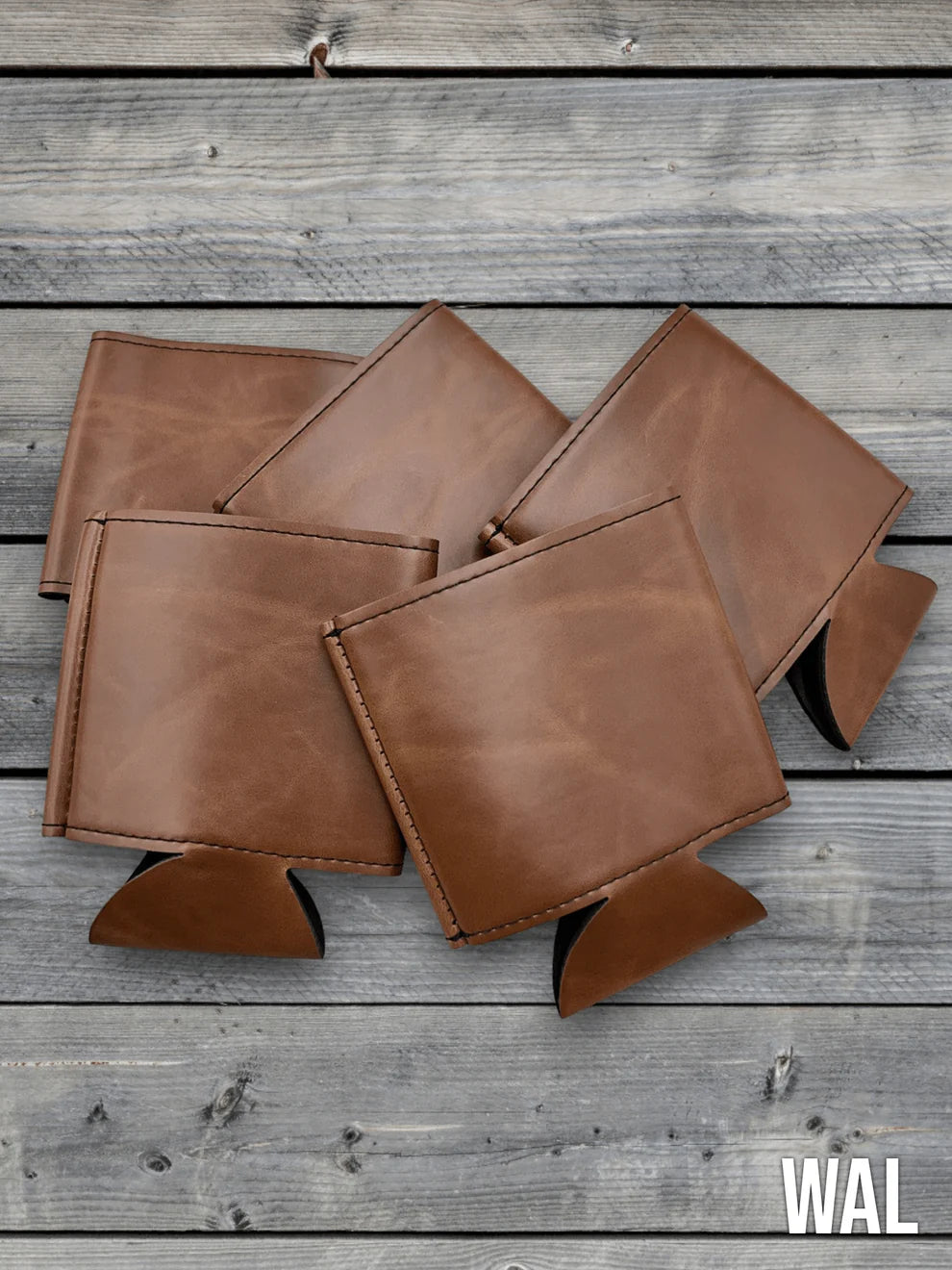Heritage Collection Leather Koozie, Set of 5