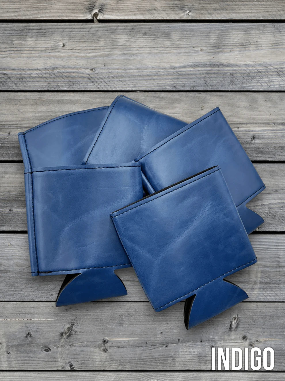 Heritage Collection Leather Koozie, Set of 5