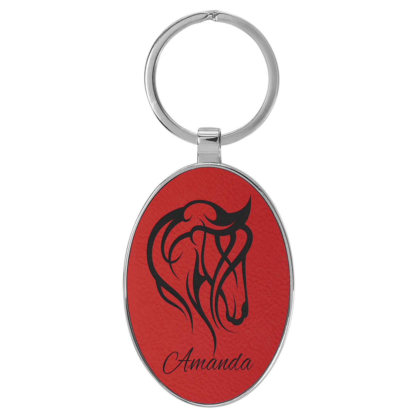 Personalized Oval Keychain with Metal Edge